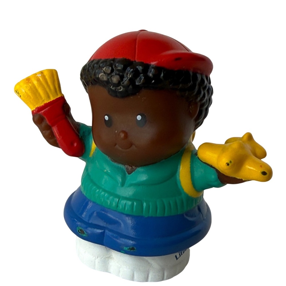 Fisher-Price Little People‎ Boy Student Figure Red Cap Backpack Paintbrush Toy
